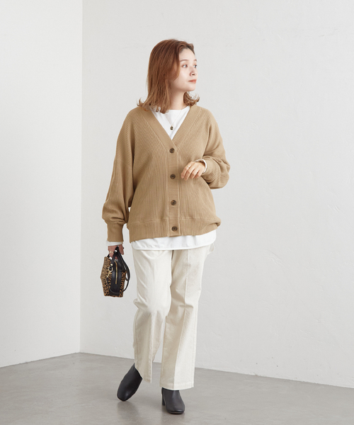 JOURNAL STANDARD（ジャーナルスタンダード）の「ハリヌキリブカーディガン（カーディガン/ボレロ・レディース・チャコールグレー/ベージュ/レッド・FREE）」の13枚目の写真