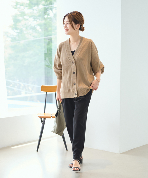 JOURNAL STANDARD（ジャーナルスタンダード）の「ハリヌキリブカーディガン（カーディガン/ボレロ・レディース・チャコールグレー/ベージュ/レッド・FREE）」の15枚目の写真