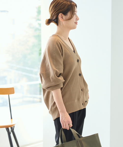 JOURNAL STANDARD（ジャーナルスタンダード）の「ハリヌキリブカーディガン（カーディガン/ボレロ・レディース・チャコールグレー/ベージュ/レッド・FREE）」の16枚目の写真