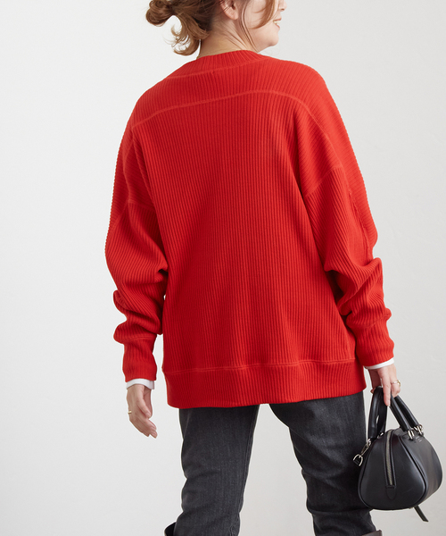 JOURNAL STANDARD（ジャーナルスタンダード）の「ハリヌキリブカーディガン（カーディガン/ボレロ・レディース・チャコールグレー/ベージュ/レッド・FREE）」の20枚目の写真