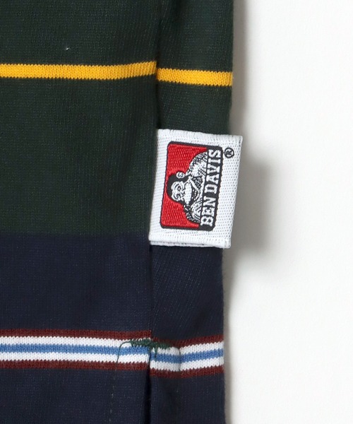 BEN DAVIS(ベンデイビス)の「BEN DAVIS/ベンデイビス ビッグシルエット マルチボーダー ロゴ ワンポイント刺繍 ロングスリーブラガーシャツ(ポロシャツ・メンズ・ダークグリーン/ダークブラウン/ベージュ/ブルー・M/L)」の15枚目の写真