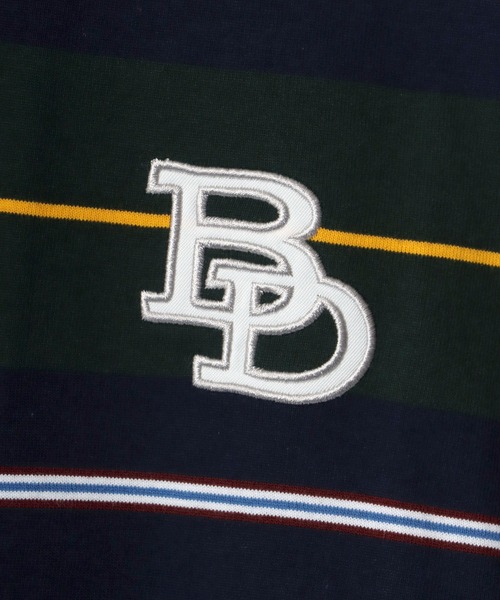 BEN DAVIS(ベンデイビス)の「BEN DAVIS/ベンデイビス ビッグシルエット マルチボーダー ロゴ ワンポイント刺繍 ロングスリーブラガーシャツ(ポロシャツ・メンズ・ダークグリーン/ダークブラウン/ベージュ/ブルー・M/L)」の12枚目の写真