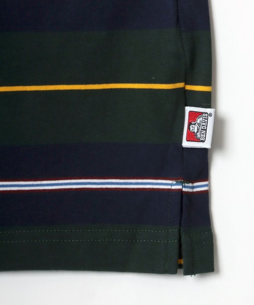 BEN DAVIS(ベンデイビス)の「BEN DAVIS/ベンデイビス ビッグシルエット マルチボーダー ロゴ ワンポイント刺繍 ロングスリーブラガーシャツ(ポロシャツ・メンズ・ダークグリーン/ダークブラウン/ベージュ/ブルー・M/L)」の14枚目の写真