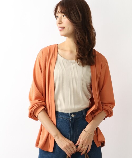 DRESKIP(ドレスキップ)の「◆透かしボーダー トッパーカーディガン(カーディガン/ボレロ・レディース・ブラック/ベージュ/オレンジ/ブルー・02/03)」の18枚目の写真