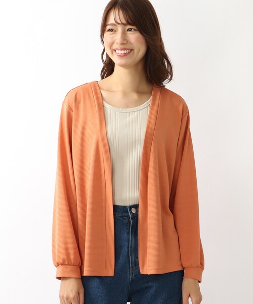 DRESKIP(ドレスキップ)の「◆透かしボーダー トッパーカーディガン(カーディガン/ボレロ・レディース・ブラック/ベージュ/オレンジ/ブルー・02/03)」の5枚目の写真