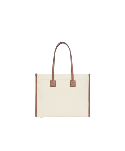 Burberry◆*ツートン キャンバス＆レザー スモール フレヤトート BURBERRY（バーバリー）の「スモール ツートン キャンバス