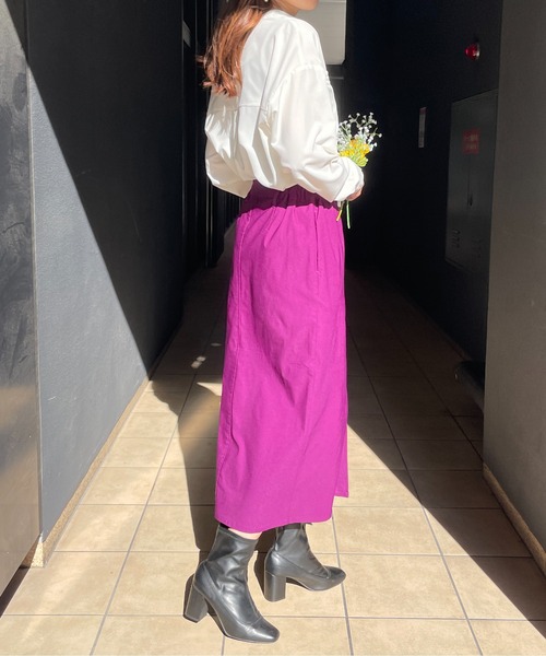 StyleSea（スタイルシー）の「前後2WAYスリットタイトロングスカート（スカート・レディース・ブラック/パープル/カーキ/グレイッシュベージュ・FREE）」の15枚目の写真