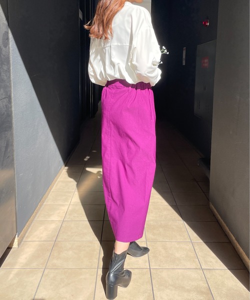 StyleSea（スタイルシー）の「前後2WAYスリットタイトロングスカート（スカート・レディース・ブラック/パープル/カーキ/グレイッシュベージュ・FREE）」の17枚目の写真