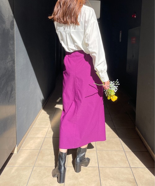 StyleSea（スタイルシー）の「前後2WAYスリットタイトロングスカート（スカート・レディース・ブラック/パープル/カーキ/グレイッシュベージュ・FREE）」の19枚目の写真