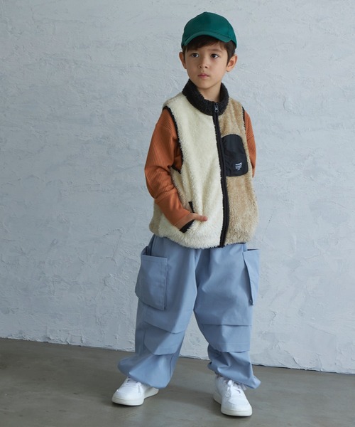 PAIRMANON STREET（ペアマノンストリート）の「【PAIRMANON STREET】【ふわふわボア】クレイジーカラーボアベスト（ベスト・キッズ・ブルー/チャコール/ベージュ/ブラック・130/140/120/110/100/90/150）」の10枚目の写真