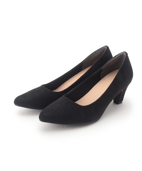 SHOO・LA・RUE(シューラルー)の「◆【消臭/耐滑】ヒールが太めで安定感あり!ポインテッド パンプス(パンプス・レディース・ピンク系/ブラック/サンドベージュ・35/45/25)」の2枚目の写真