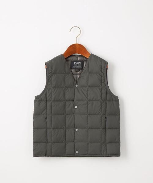 TAION（タイオン）の「＜TAION＞ Vネック ボタン ベスト 110-140cm（ダウンベスト・キッズ・ブラック/オリーブ/オフホワイト/ダークグレー/ライトブルー・110cm/140cm/120cm/130cm）」の4枚目の写真