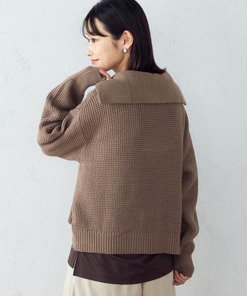 COMME CA ISM（コムサイズム）の「【Online Store限定カラー：ライラック、イエローグリーン】ハーフジップニット（ニット/セーター・レディース・ブラウン/アイボリー/ライラック/イエロー×グリーン・MEDIUM/LARGE）」の8枚目の写真