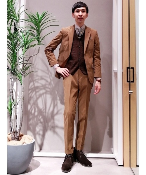 Perfect Suit FActory（パーフェクトスーツファクトリー）の「12ゲージ ハチス鹿の子×バスケット切替 ジレ グレー/ベージュ/ブラウン（ニット/セーター・メンズ・グレー/ダークブラウン/ベージュ・LL/L/M）」の21枚目の写真