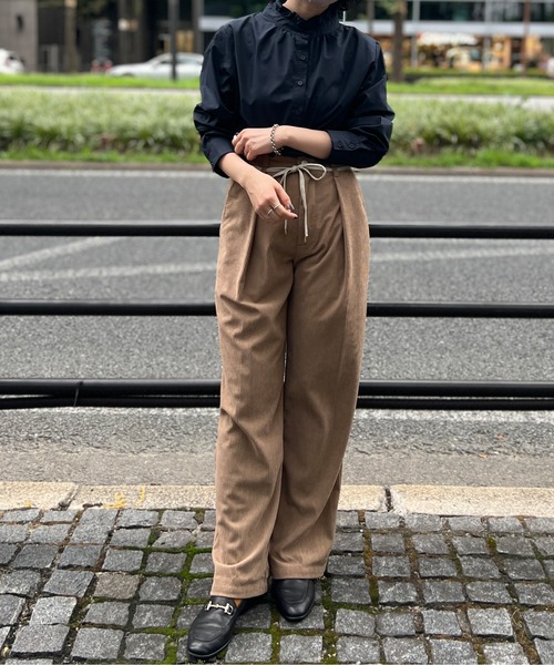 Chez toi（シェトワ）の「ネックフリル裾ラウンドシャツ（シャツ/ブラウス・レディース・ネイビー/オフホワイト/ブルー・FREE）」の18枚目の写真