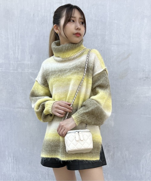 one way（ワンウェイ）の「グラデーションハイネックニット（ニット/セーター・レディース・ライトグリーン/イエロー/ブラック・FREE）」の13枚目の写真