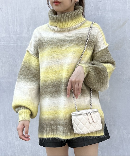 one way（ワンウェイ）の「グラデーションハイネックニット（ニット/セーター・レディース・ライトグリーン/イエロー/ブラック・FREE）」の15枚目の写真