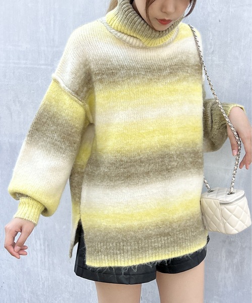 one way（ワンウェイ）の「グラデーションハイネックニット（ニット/セーター・レディース・ライトグリーン/イエロー/ブラック・FREE）」の16枚目の写真