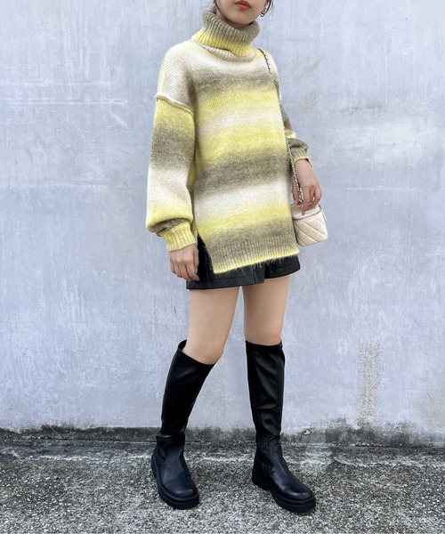 one way（ワンウェイ）の「グラデーションハイネックニット（ニット/セーター・レディース・ライトグリーン/イエロー/ブラック・FREE）」の18枚目の写真