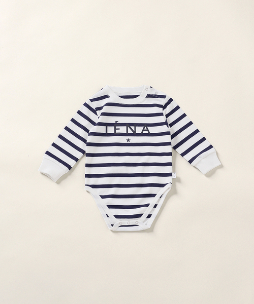 【BASIC】エトワールロゴ長袖ロンパース ボーダー baby(70cm-80cm)（その他ベビーウェア）｜IENA ENFANT（イエナアンファン）