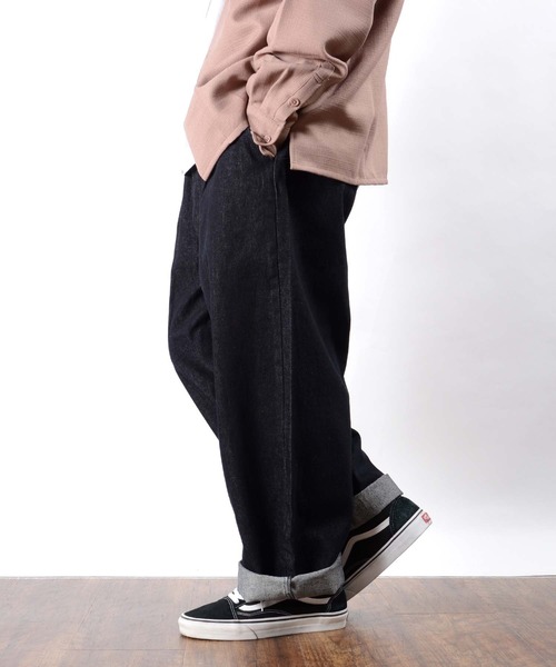 1111clothing（ワンフォークロージング）の「10oz ワイドパンツ / デニムパンツ ワイドデニム ジーンズ デニム バギーパンツ（デニムパンツ・メンズ・ブルー系/ブルー系1/ケミカルウォッシュ/ブラック/ワンウォッシュ/ブラック系その他/インディゴブルー/キナリ/ブラック系その他2/ブラック系その他3・S/M/L）」の11枚目の写真