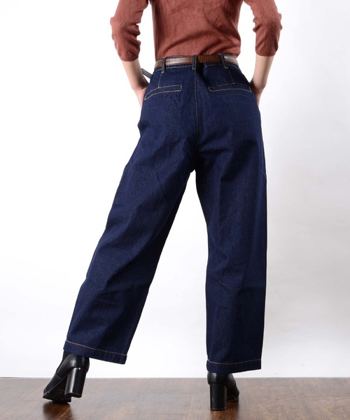 1111clothing（ワンフォークロージング）の「10oz ワイドパンツ / デニムパンツ ワイドデニム ジーンズ デニム バギーパンツ（デニムパンツ・メンズ・ブルー系/ブルー系1/ケミカルウォッシュ/ブラック/ワンウォッシュ/ブラック系その他/インディゴブルー/キナリ/ブラック系その他2/ブラック系その他3・S/M/L）」の18枚目の写真