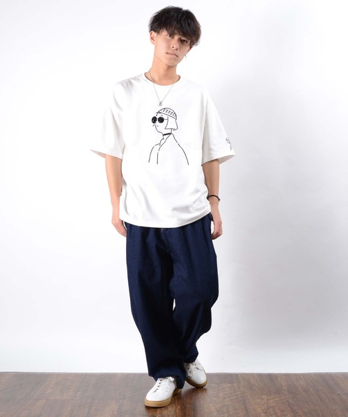 1111clothing（ワンフォークロージング）の「10oz ワイドパンツ / デニムパンツ ワイドデニム ジーンズ デニム バギーパンツ（デニムパンツ・メンズ・ブルー系/ブルー系1/ケミカルウォッシュ/ブラック/ワンウォッシュ/ブラック系その他/インディゴブルー/キナリ/ブラック系その他2/ブラック系その他3・S/M/L）」の20枚目の写真