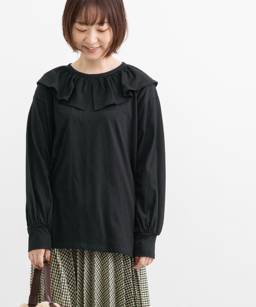 POU DOU DOU(プードゥドゥ)の「ラッフルカラープルオーバー(Tシャツ/カットソー・レディース・オフホワイト/ブラック・3)」の13枚目の写真