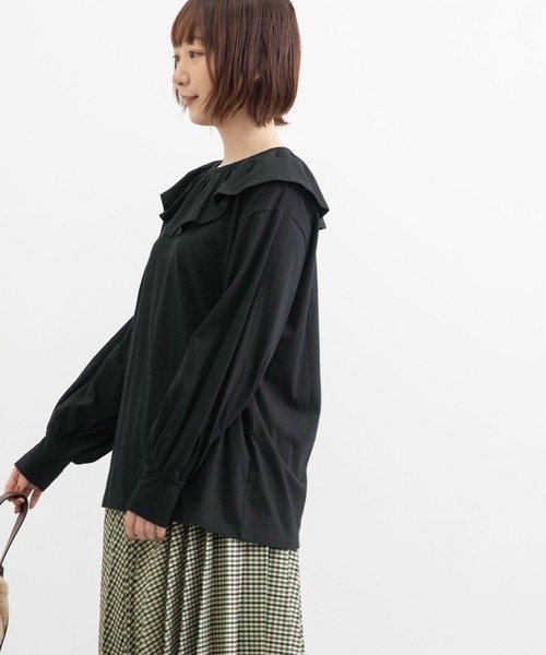 POU DOU DOU(プードゥドゥ)の「ラッフルカラープルオーバー(Tシャツ/カットソー・レディース・オフホワイト/ブラック・3)」の10枚目の写真