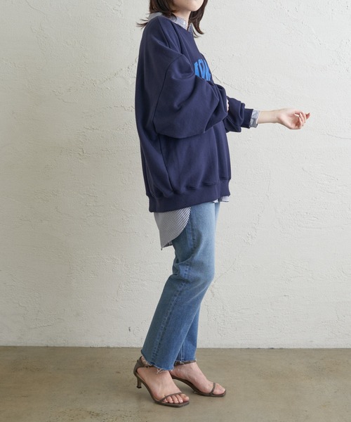 COLLAGE GALLARDAGALANTE（コラージュガリャルダガランテ）の「2WAY/MOMENTロゴスウェット（スウェット・レディース・オフホワイト/ネイビー・FREE）」の7枚目の写真