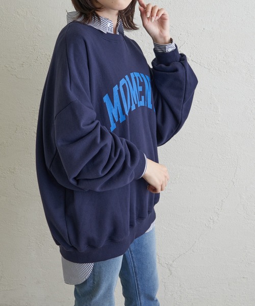 COLLAGE GALLARDAGALANTE（コラージュガリャルダガランテ）の「2WAY/MOMENTロゴスウェット（スウェット・レディース・オフホワイト/ネイビー・FREE）」の8枚目の写真