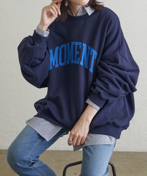 COLLAGE GALLARDAGALANTE（コラージュガリャルダガランテ）の「2WAY/MOMENTロゴスウェット（スウェット・レディース・オフホワイト/ネイビー・FREE）」の3枚目の写真