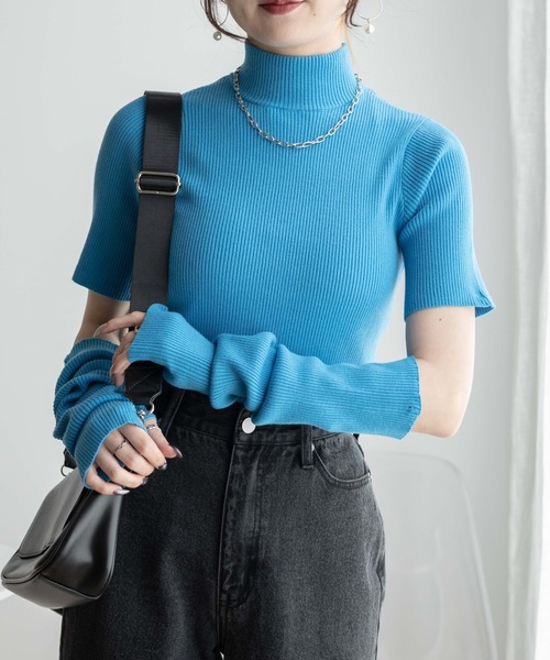 WEGO（ウィゴー）の「WEGO/ハイネックアームウォーマーニット（ニット/セーター・レディース・ホワイト/ブラック/ピンク/ブルー・FREE）」の3枚目の写真