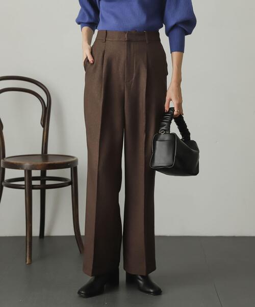 SENSE OF PLACE by URBAN RESEARCH（センスオブプレイスバイアーバンリサーチ）の「ウールライクワイドストレートパンツ（スラックス・レディース・アイボリー/グリーン/ブラウン/ベージュ系その他/チャコールグレー・SMALL/MEDIUM/X-SMALL/LARGE/TALL）」の3枚目の写真