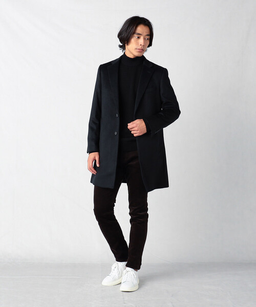 COMME CA MEN（コムサメン）の「アンゴラ×ウールビーバー仕上げ　シングルチェスターフィールドコート（チェスターコート・メンズ・ネイビー/ブラック・S/L/M）」の3枚目の写真