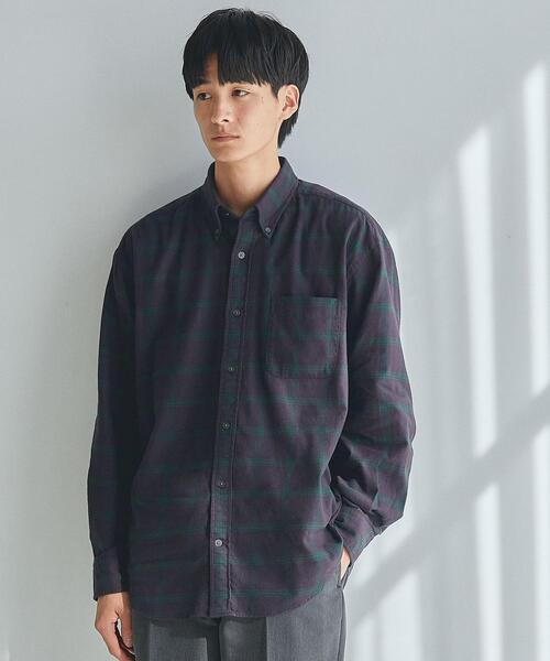 green label relaxing（グリーンレーベルリラクシング）の「FINE BASIC アメリカンチェック ビッグ ボタンダウンシャツ（シャツ/ブラウス・メンズ・ナチュラル/コバルトブルー/ネイビー・M/L/XL/S）」の3枚目の写真
