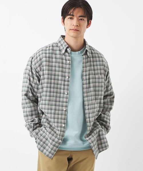 green label relaxing（グリーンレーベルリラクシング）の「FINE BASIC アメリカンチェック ビッグ ボタンダウンシャツ（シャツ/ブラウス・メンズ・ナチュラル/コバルトブルー/ネイビー・M/L/XL/S）」の5枚目の写真
