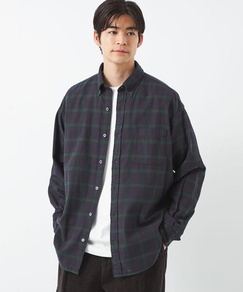 green label relaxing（グリーンレーベルリラクシング）の「FINE BASIC アメリカンチェック ビッグ ボタンダウンシャツ（シャツ/ブラウス・メンズ・ナチュラル/コバルトブルー/ネイビー・M/L/XL/S）」の7枚目の写真