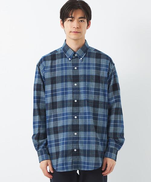 green label relaxing（グリーンレーベルリラクシング）の「FINE BASIC アメリカンチェック ビッグ ボタンダウンシャツ（シャツ/ブラウス・メンズ・ナチュラル/コバルトブルー/ネイビー・M/L/XL/S）」の8枚目の写真
