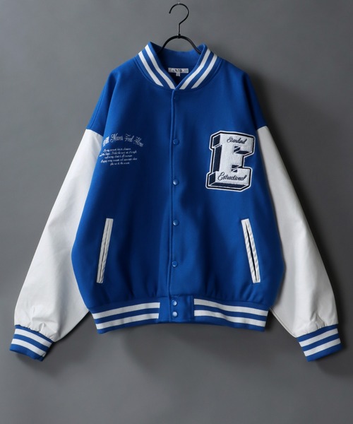 SITRY（シトリー）の「rib line oversize patch Stadium Jacket/リブライン オーバーサイズ ワッペン スタジアムジャケット/スタジャン（スタジャン・メンズ・グリーン/ブラック系その他/ブルー/ブラック・M/L/LL）」の4枚目の写真