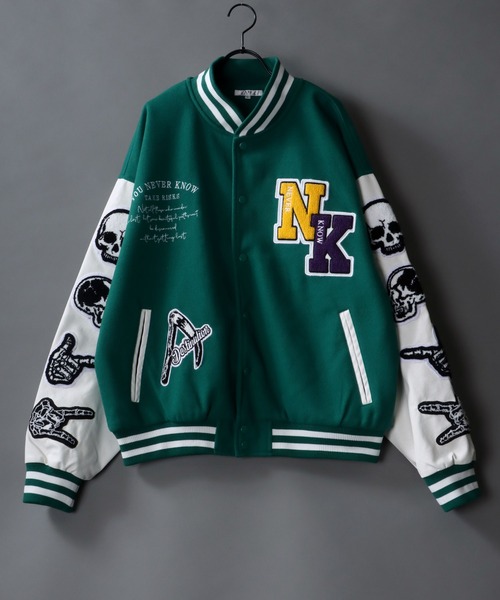 SITRY（シトリー）の「rib line oversize patch Stadium Jacket/リブライン オーバーサイズ ワッペン スタジアムジャケット/スタジャン（スタジャン・メンズ・グリーン/ブラック系その他/ブルー/ブラック・M/L/LL）」の3枚目の写真