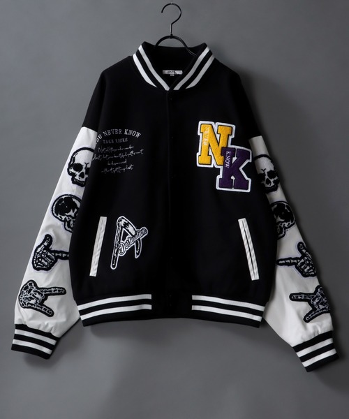 SITRY（シトリー）の「rib line oversize patch Stadium Jacket/リブライン オーバーサイズ ワッペン スタジアムジャケット/スタジャン（スタジャン・メンズ・グリーン/ブラック系その他/ブルー/ブラック・M/L/LL）」の2枚目の写真