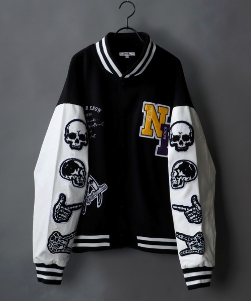 SITRY（シトリー）の「rib line oversize patch Stadium Jacket/リブライン オーバーサイズ ワッペン スタジアムジャケット/スタジャン（スタジャン・メンズ・グリーン/ブラック系その他/ブルー/ブラック・M/L/LL）」の12枚目の写真