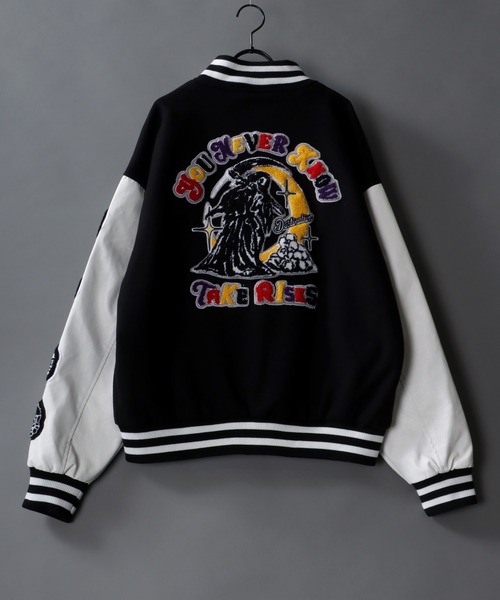 SITRY（シトリー）の「rib line oversize patch Stadium Jacket/リブライン オーバーサイズ ワッペン スタジアムジャケット/スタジャン（スタジャン・メンズ・グリーン/ブラック系その他/ブルー/ブラック・M/L/LL）」の6枚目の写真