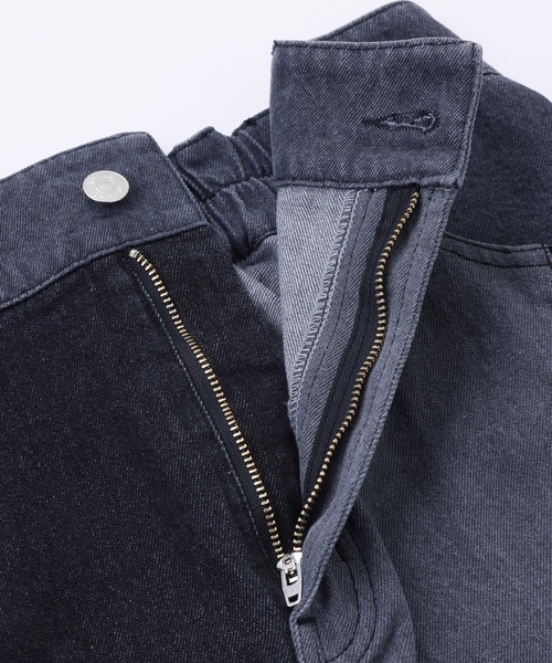 MILKFED.(ミルクフェド)の「PATCHWORK DENIM MINI SKIRT(デニムスカート・レディース・ブラック/ライトインディゴブルー・ONE SIZE)」の8枚目の写真