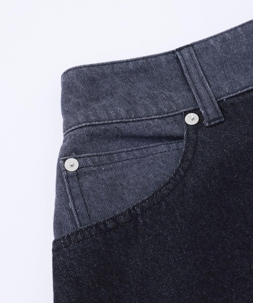 MILKFED.(ミルクフェド)の「PATCHWORK DENIM MINI SKIRT(デニムスカート・レディース・ブラック/ライトインディゴブルー・ONE SIZE)」の10枚目の写真