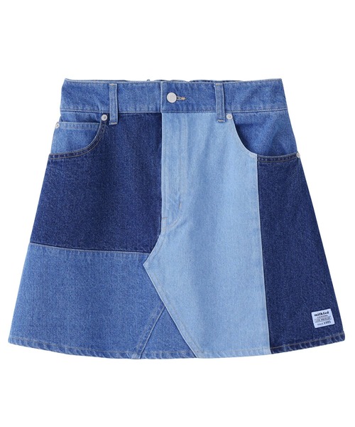 MILKFED.(ミルクフェド)の「PATCHWORK DENIM MINI SKIRT(デニムスカート・レディース・ブラック/ライトインディゴブルー・ONE SIZE)」の15枚目の写真
