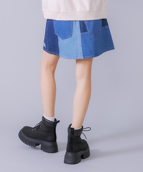 MILKFED.(ミルクフェド)の「PATCHWORK DENIM MINI SKIRT(デニムスカート・レディース・ブラック/ライトインディゴブルー・ONE SIZE)」の21枚目の写真
