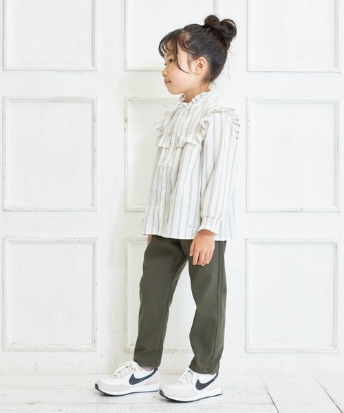 MAKE YOUR DAY(メイクユアデイ)の「フリルブラウス■80~140cm(シャツ/ブラウス・キッズ・ブルー/オフホワイト/イエロー/ストライプ・120/140/100/130/110/80/90)」の6枚目の写真