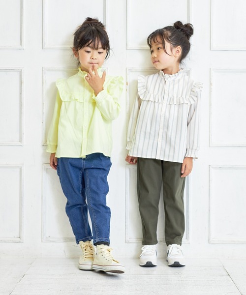 MAKE YOUR DAY(メイクユアデイ)の「フリルブラウス■80~140cm(シャツ/ブラウス・キッズ・ブルー/オフホワイト/イエロー/ストライプ・120/140/100/130/110/80/90)」の7枚目の写真